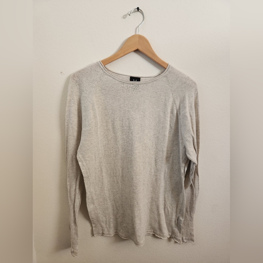 Magaschoni Women's Crew Neck Lightweight Sweater Long Sleeve Ash Gray Medium